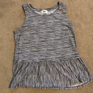 Navy/white peplum cotton top. Very good condition